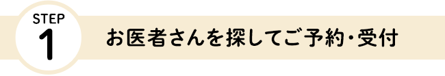 STEP1 お医者さんを探してご予約・受付